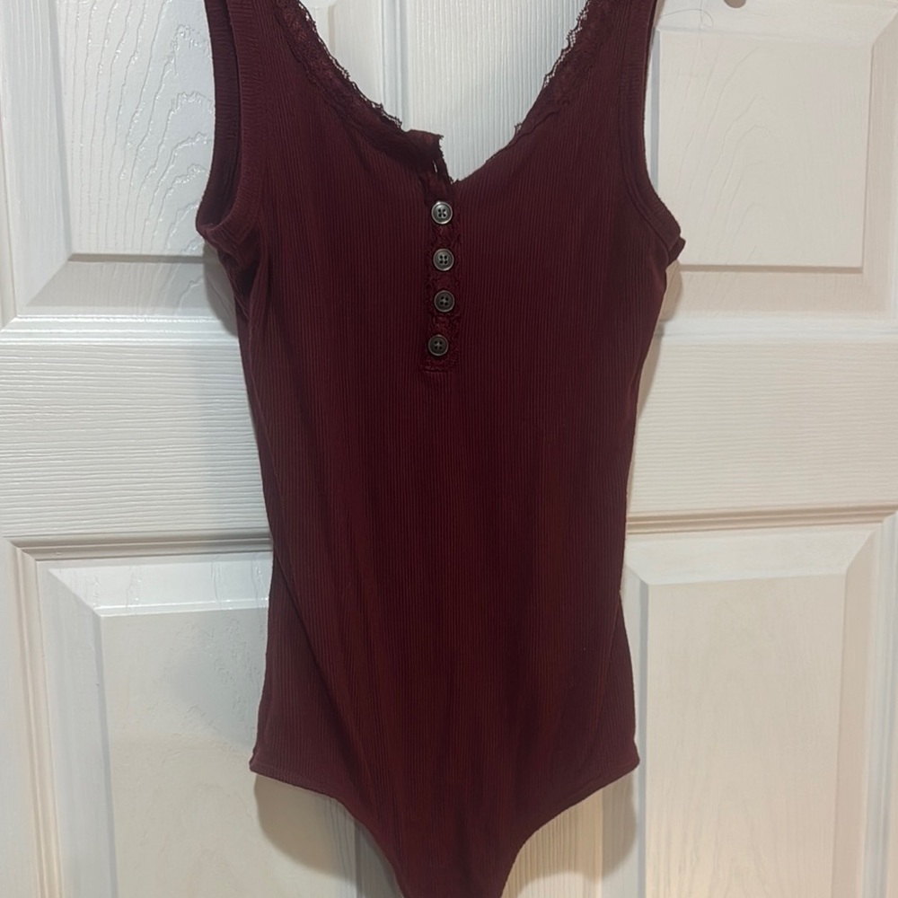 Burgundy Button-Up Bodysuit